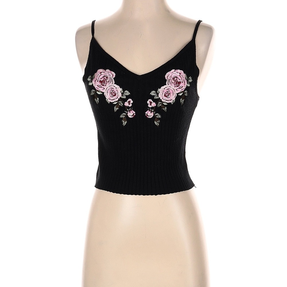 Kendall & Kylie black Floral Embroidered Black Top (M)